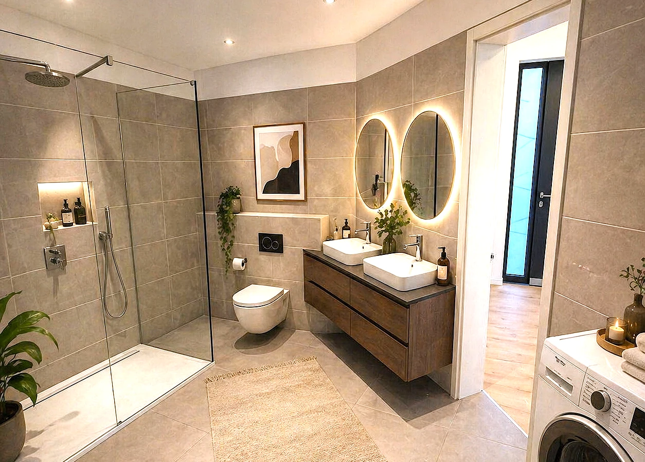 Bungalow Neufeld an der Leitha – stilvolles Badezimmer